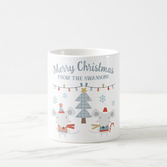 Cute Christmas Mice and Tree Coffee Mug (Center)