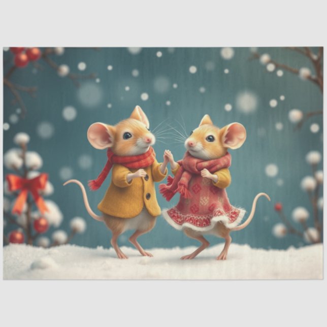 Cute Christmas Mice Tissue Paper (Front)