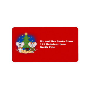 Cute Christmas Mice with Customizable Text Label