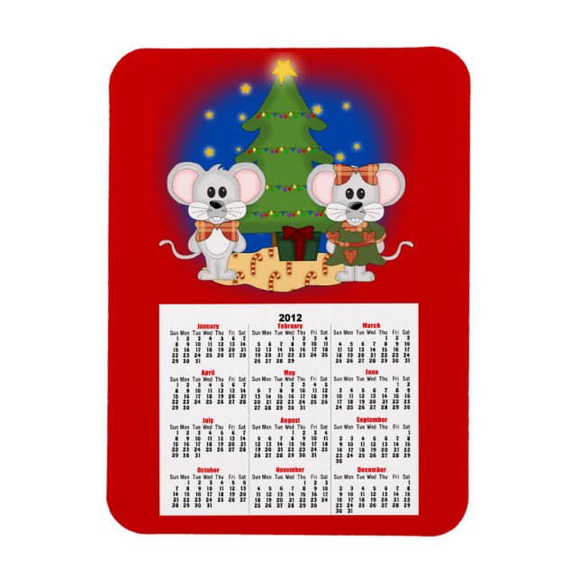 Cute Christmas Mice with Customizable Text Magnet (Vertical)