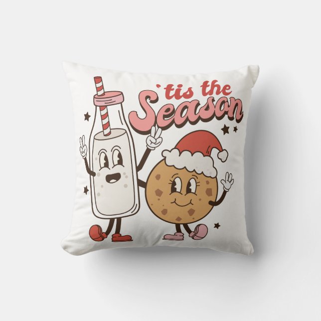 Cute Christmas Milk and Cookie Throw Pillow (Front)
