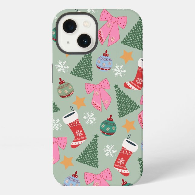 Cute Christmas Mint Green iPhone Case (Back)
