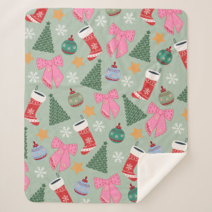 Cute Christmas Mint Green Sherpa Blanket
