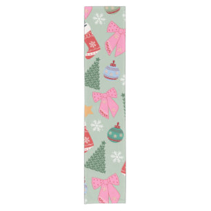 Cute Christmas Mint Green Short Table Runner