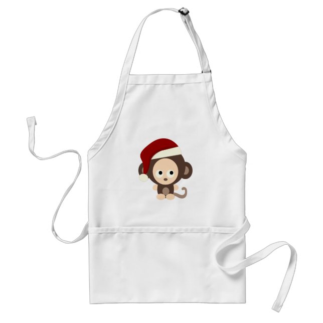 Cute Christmas Monkey Standard Apron (Front)