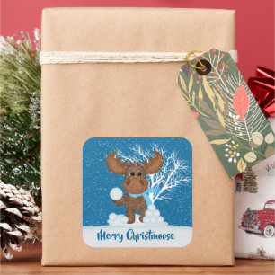 Cute Christmas moose add message sticker