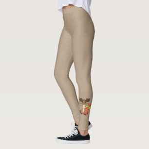 Cute Christmas Moose Gift Leggings