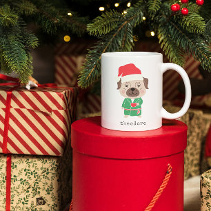 Cute Christmas Morning Coffee Bulldog Custom Name Mug