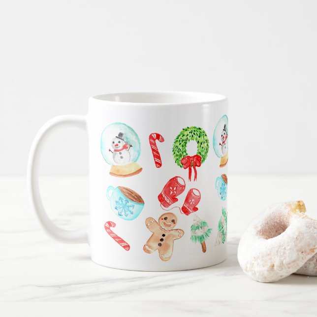 Cute Christmas Most Wonderful Time of the Year Coffee Mug (With Donut)