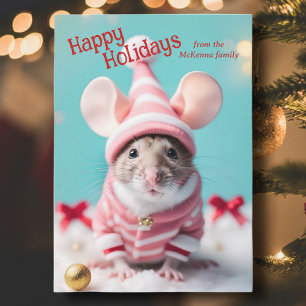 Cute Christmas Mouse Bible Verse Photo Holiday Card