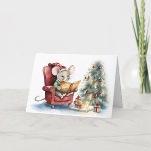 Cute Christmas Mouse In Red Chair Card
