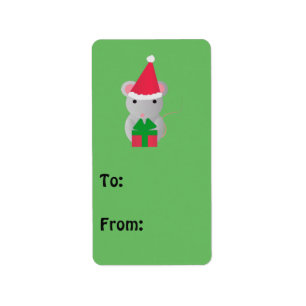Cute Christmas Mouse Label