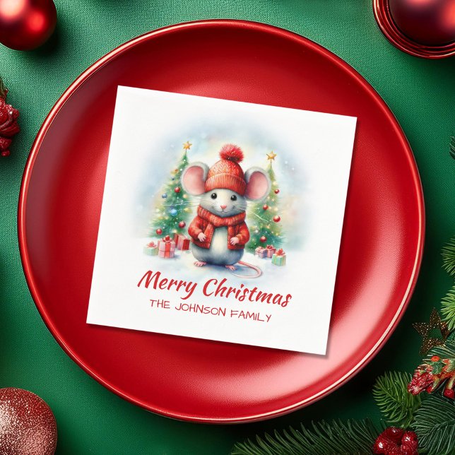 Cute Christmas Mouse Party Napkin (Creator Uploaded)
