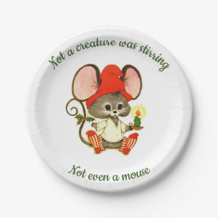 Cute Christmas Mouse Party Paper Plate