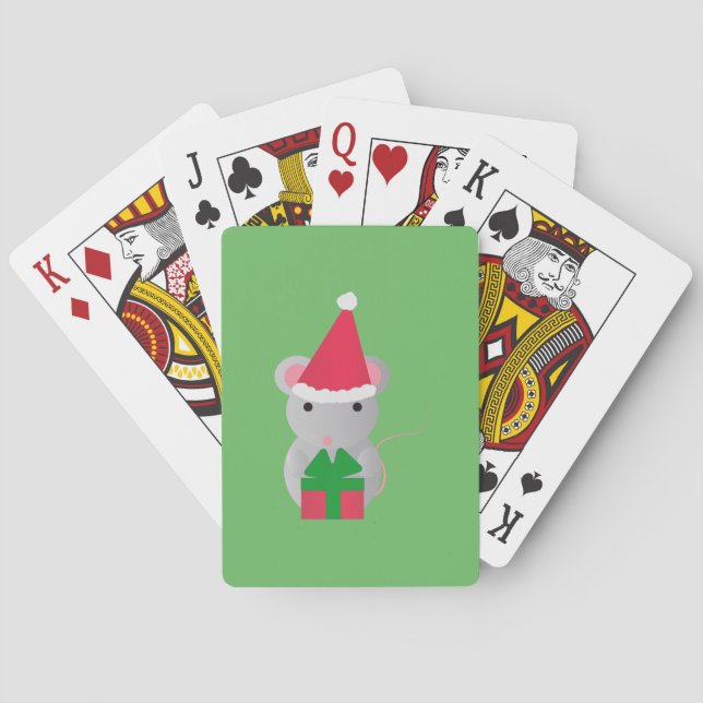 Cute Christmas Mouse Playing Cards (Back)