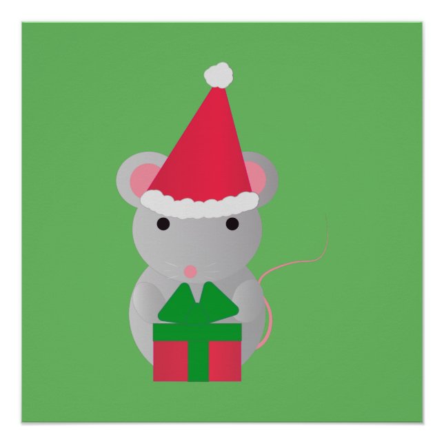 Cute Christmas Mouse Poster (Front)