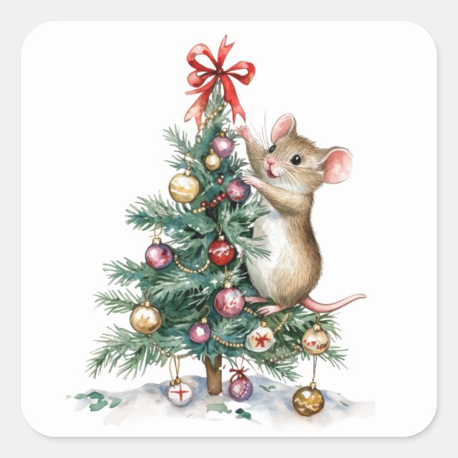 Cute Christmas Mouse Stickers (Front)
