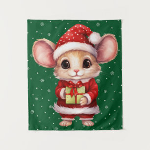 Cute Christmas Mouse Tapestry