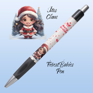 Cute Christmas Mrs Santa Xmas Graphic, White ⛄️ Pen