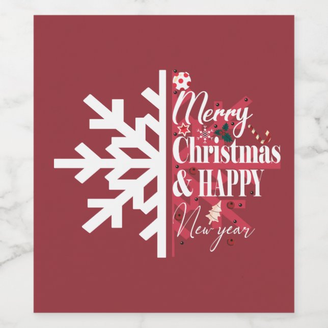 Cute Christmas new year   Wine Label (Single Label)