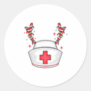 Cute Christmas Nurse Classic Round Sticker