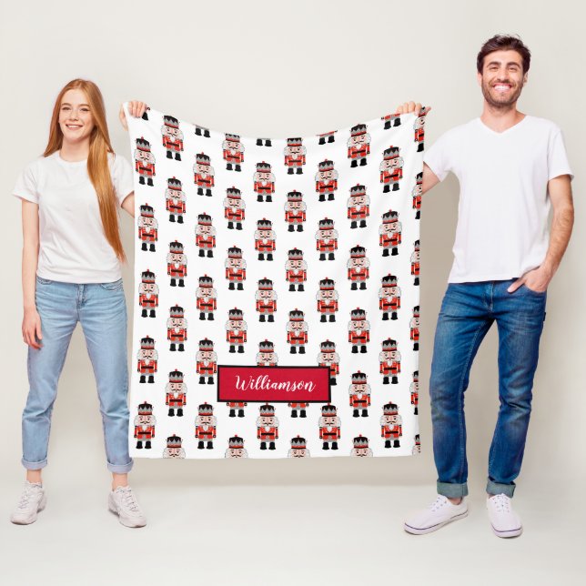 Cute Christmas Nutcracker Pattern Fleece Blanket (In Situ)