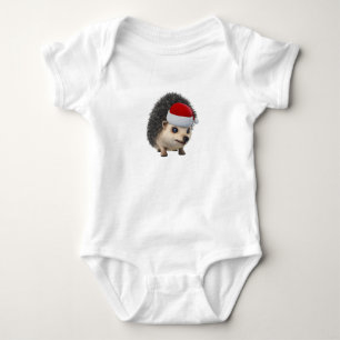 Cute Christmas Opossum Or Hedgehog Wearing Santa  Baby Bodysuit