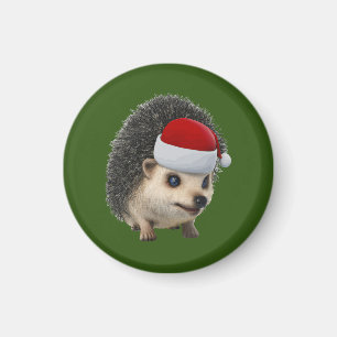 Cute Christmas Opossum Or Hedgehog Wearing Santa  Magnet