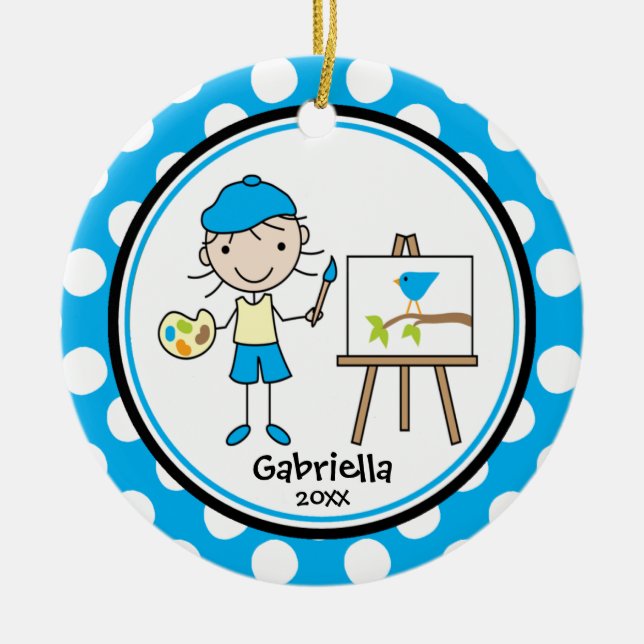 Cute Christmas Ornament Little Artist (Front)