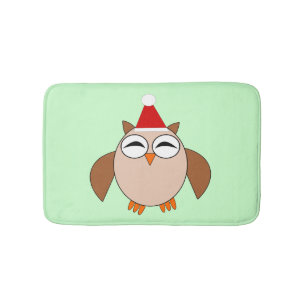 Cute Christmas Owl Bath Mat