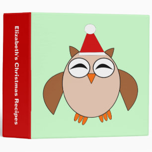 Cute Christmas Owl Custom Recipe Binder