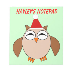 Cute Christmas Owl Customizable Notepad