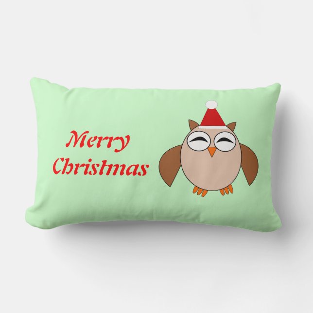 Cute Christmas Owl Customizable Pillow (Front)