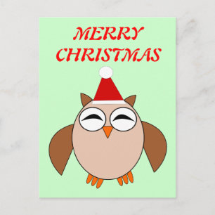 Cute Christmas Owl Customizable Postcard
