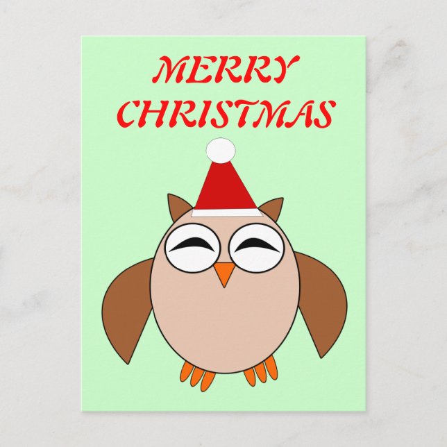 Cute Christmas  Owl Customizable Postcard (Front)
