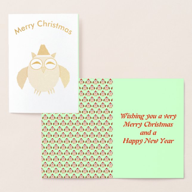 Cute Christmas Owl Foil Card (Display)