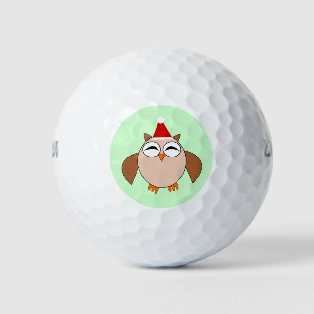 Cute Christmas Owl Golf Ball (Front)