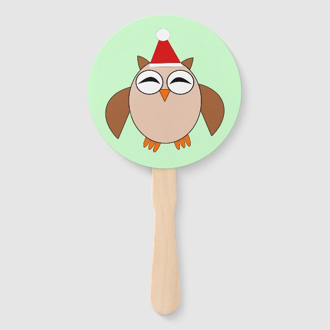 Cute Christmas Owl Hand Fan (Front)