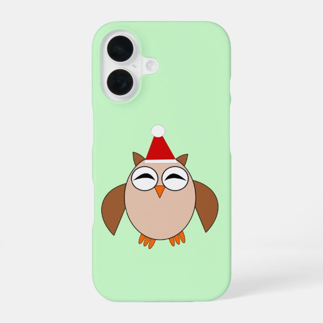 Cute Christmas Owl iPhone 16 Case (Back)
