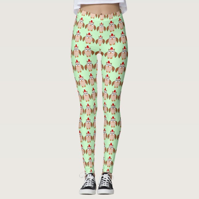 Cute Christmas Owl Leggings (Front)