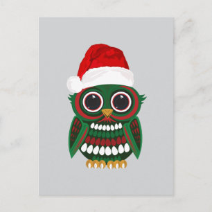 Cute Christmas Owl Light Grey Holiday Cheer Postcard