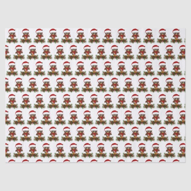 Cute Christmas Owl On Pine Branch Tissue Paper (Front)