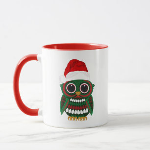 Cute Christmas Owl Plaid Cozy Festive Holiday Mug