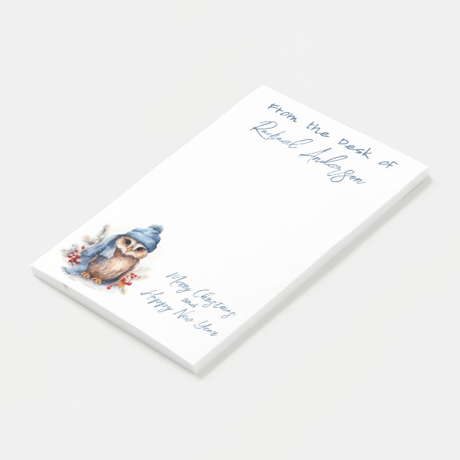 Cute Christmas Owl Post-it Notes (Angled)