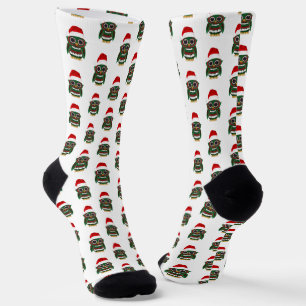 Cute Christmas Owl Socks Festive Plaid Cozy