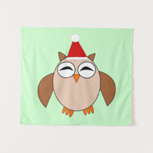 Cute Christmas Owl Tapestry