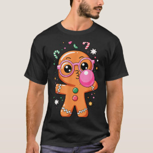 Cute Christmas Pajama Gingerbread Blowing Bubble G T-Shirt