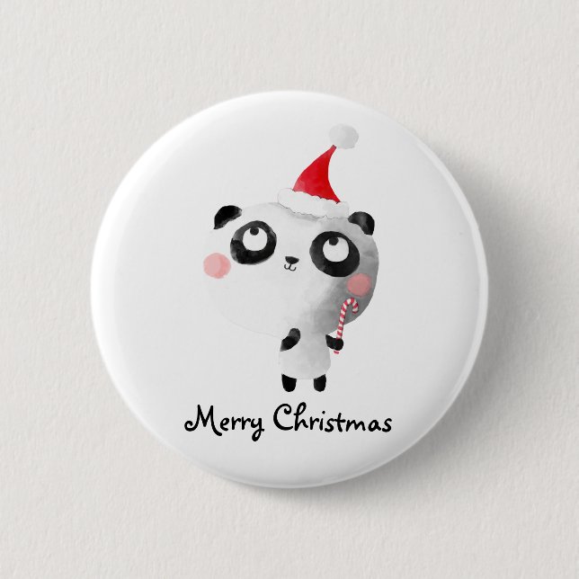 Cute Christmas Panda Bear 2 Inch Round Button (Front)
