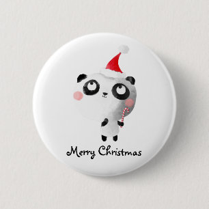 Cute Christmas Panda Bear 2 Inch Round Button