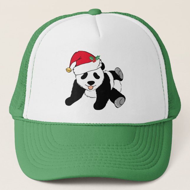 Cute Christmas Panda Bear in Santa Hat (Front)